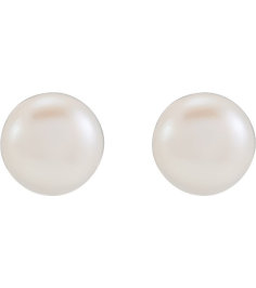 651659 14K Yellow Set Pearl Cultured White Freshwater Pearl Pair 3.5-4 Mm Friction Friction Backs Included Pearl Polished Freshwater Cultured White Pearl Earrings