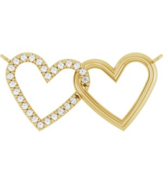 88139 Necklace Center Set 14K Yellow Round Natural Diamond 1Mm 18 Ctw I1, G-H Polished 18 Ctw Natural Diamond Petite Double Interlocking Heart Necklace Center