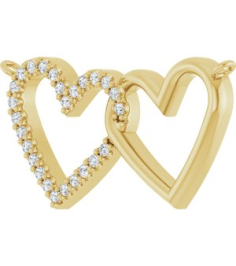 88139 Necklace Center Set 14K Yellow Round Natural Diamond 1Mm 18 Ctw I1, G-H Polished 18 Ctw Natural Diamond Petite Double Interlocking Heart Necklace Center