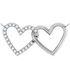 88139 Necklace Center Set Platinum Round Natural Diamond 1Mm 18 Ctw Si2-Si3, G-H Polished 18 Ctw Natural Diamond Petite Double Interlocking Heart Necklace Center