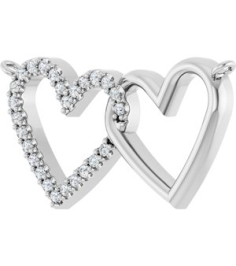 88139 Necklace Center Set Platinum Round Natural Diamond 1Mm 18 Ctw Si2-Si3, G-H Polished 18 Ctw Natural Diamond Petite Double Interlocking Heart Necklace Center