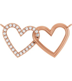 88139 Necklace Center Set 14K Rose Round Natural Diamond 1Mm 18 Ctw I1, G-H Polished 18 Ctw Natural Diamond Petite Double Interlocking Heart Necklace Center