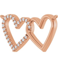 88139 Necklace Center Set 14K Rose Round Natural Diamond 1Mm 18 Ctw I1, G-H Polished 18 Ctw Natural Diamond Petite Double Interlocking Heart Necklace Center