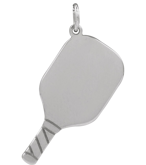 88786 Pendant 14K White 22.7 X 14.8 Mm Polished Engravable Pickleball Paddle Pendant