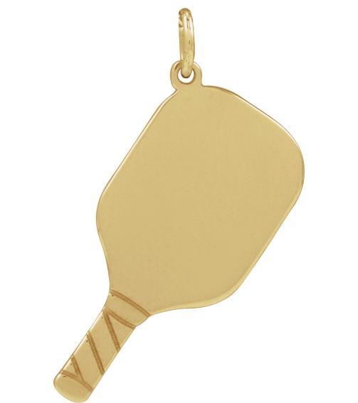 88786 Pendant 14K Yellow 22.7 X 14.8 Mm Polished Engravable Pickleball Paddle Pendant
