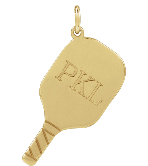 88786 Pendant 14K Yellow 22.7 X 14.8 Mm Polished Engravable Pickleball Paddle Pendant