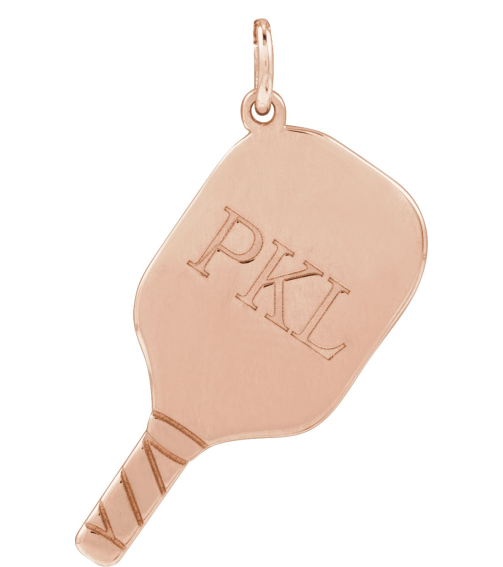88786 Pendant 14K Rose 22.7 X 14.8 Mm Polished Engravable Pickleball Paddle Pendant