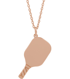 88786 Necklace 14K Rose 22.7 X 14.8 Mm 16-18 In Polished Engravable Pickleball Paddle Necklace