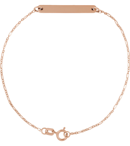 Brc979 Bracelet 14K Rose 25 X 3.5 Mm 7 Mm Polished Engravable Bar Bracelet