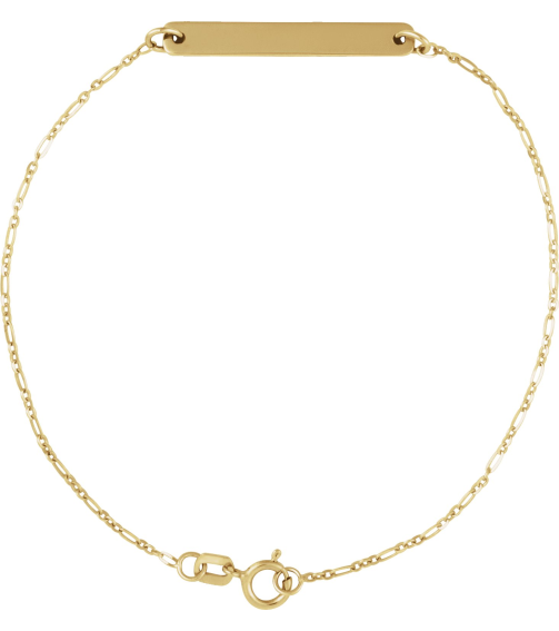 Brc979 Bracelet 14K Yellow 25 X 3.5 Mm 7 Mm Polished Engravable Bar Bracelet