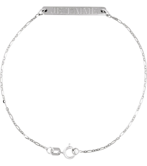 Brc979 Bracelet 14K White 25 X 3.5 Mm 7 Mm Polished Engravable Bar Bracelet