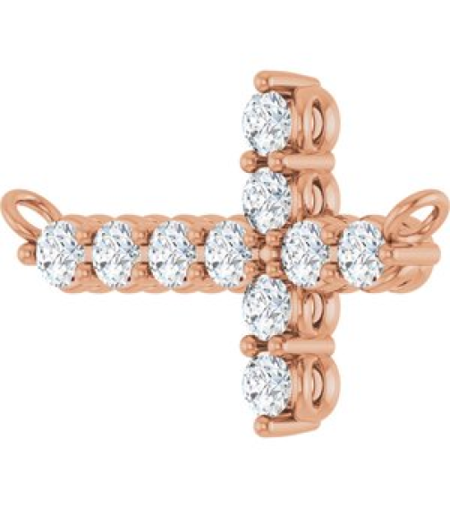 R50061 Necklace Center Set 14K Rose Round Natural Diamond 2Mm 14 Ctw I1, G-H Polished 14 Ctw Natural Diamond Sideways Cross Necklace Center