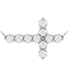R50061 Necklace Center Set Platinum Round Natural Diamond 2Mm 14 Ctw Si2-Si3, G-H Polished 14 Ctw Natural Diamond Sideways Cross Necklace Center