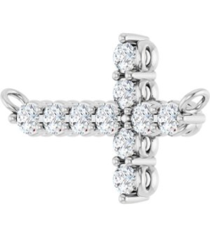 R50061 Necklace Center Set Platinum Round Natural Diamond 2Mm 14 Ctw Si2-Si3, G-H Polished 14 Ctw Natural Diamond Sideways Cross Necklace Center