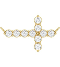 R50061 Necklace Center Set 14K Yellow Round Lab-Grown Diamond 2Mm 13 Ctw Si1-Si2, G-H Polished 13 Ctw Lab-Grown Diamond Sideways Cross Necklace Center