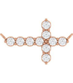 R50061 Necklace Center Set 14K Rose Round Lab-Grown Diamond 2Mm 13 Ctw Si1-Si2, G-H Polished 13 Ctw Lab-Grown Diamond Sideways Cross Necklace Center