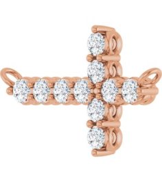 R50061 Necklace Center Set 14K Rose Round Lab-Grown Diamond 2Mm 13 Ctw Si1-Si2, G-H Polished 13 Ctw Lab-Grown Diamond Sideways Cross Necklace Center