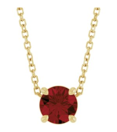 88436 Necklace Set 14K Yellow Round Natural Mozambique Garnet 5.5 Mm 16-18 In Polished Natural Mozambique Garnet Solitaire Slide Necklace