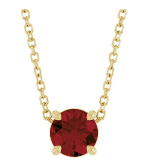 88436 Necklace Set 14K Yellow Round Natural Mozambique Garnet 5.5 Mm 16-18 In Polished Natural Mozambique Garnet Solitaire Slide Necklace