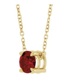 88436 Necklace Set 14K Yellow Round Natural Mozambique Garnet 5.5 Mm 16-18 In Polished Natural Mozambique Garnet Solitaire Slide Necklace