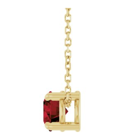 88436 Necklace Set 14K Yellow Round Natural Mozambique Garnet 5.5 Mm 16-18 In Polished Natural Mozambique Garnet Solitaire Slide Necklace