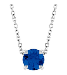 88436 Necklace Set Sterling Silver Round Natural Blue Sapphire 5.5 Mm 16-18 In Polished Natural Blue Sapphire Solitaire Slide Necklace