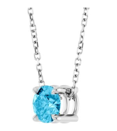 88436 Necklace Set Sterling Silver Round Natural Aquamarine 5.5 Mm 16-18 In Polished Natural Aquamarine Solitaire Slide Necklace