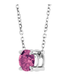 88436 Necklace Set Sterling Silver Round Natural Pink Tourmaline 5.5 Mm 16-18 In Polished Natural Pink Tourmaline Solitaire Slide Necklace