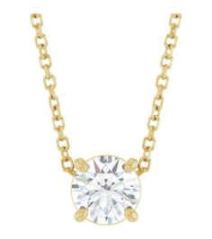 88436 Necklace Set 14K Yellow Round Natural White Sapphire 5.5 Mm 16-18 In Polished Natural White Sapphire Solitaire Slide Necklace