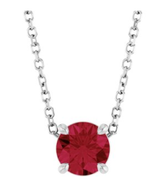 88436 Necklace Set Sterling Silver Round Lab-Grown Ruby 5.5 Mm 16-18 In Polished Lab-Grown Ruby Solitaire Slide Necklace