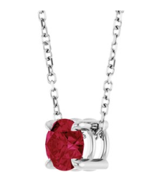 88436 Necklace Set Sterling Silver Round Lab-Grown Ruby 5.5 Mm 16-18 In Polished Lab-Grown Ruby Solitaire Slide Necklace