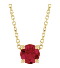 88436 Necklace Set 14K Yellow Round Lab-Grown Ruby 5.5 Mm 16-18 In Polished Lab-Grown Ruby Solitaire Slide Necklace