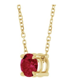 88436 Necklace Set 14K Yellow Round Lab-Grown Ruby 5.5 Mm 16-18 In Polished Lab-Grown Ruby Solitaire Slide Necklace