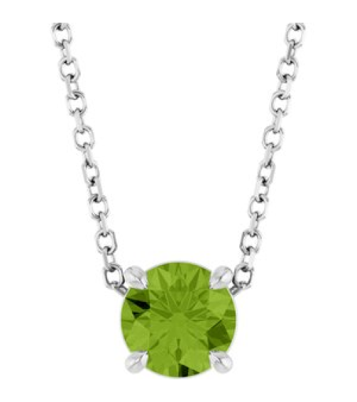 88436 Necklace Set 14K White Round Natural Peridot 5.5 Mm 16-18 In Polished Natural Peridot Solitaire Slide Necklace