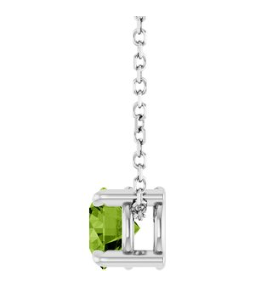 88436 Necklace Set 14K White Round Natural Peridot 5.5 Mm 16-18 In Polished Natural Peridot Solitaire Slide Necklace