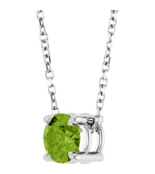 88436 Necklace Set 14K White Round Natural Peridot 5.5 Mm 16-18 In Polished Natural Peridot Solitaire Slide Necklace