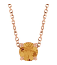 88436 Necklace Set 14K Rose Round Natural Citrine 5.5 Mm 16-18 In Polished Natural Citrine Solitaire Slide Necklace