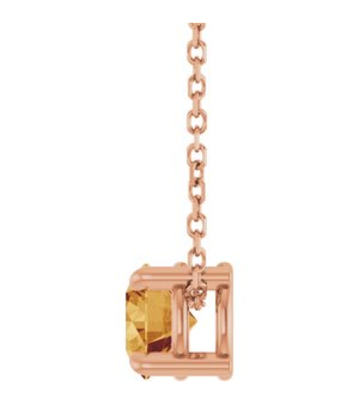 88436 Necklace Set 14K Rose Round Natural Citrine 5.5 Mm 16-18 In Polished Natural Citrine Solitaire Slide Necklace