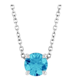 88436 Necklace Set Sterling Silver Round Natural Blue Zircon 5.5 Mm 16-18 In Polished Natural Blue Zircon Solitaire Slide Necklace