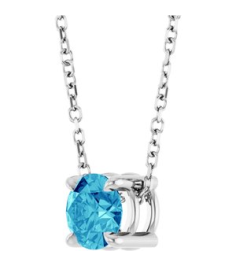 88436 Necklace Set Sterling Silver Round Natural Blue Zircon 5.5 Mm 16-18 In Polished Natural Blue Zircon Solitaire Slide Necklace