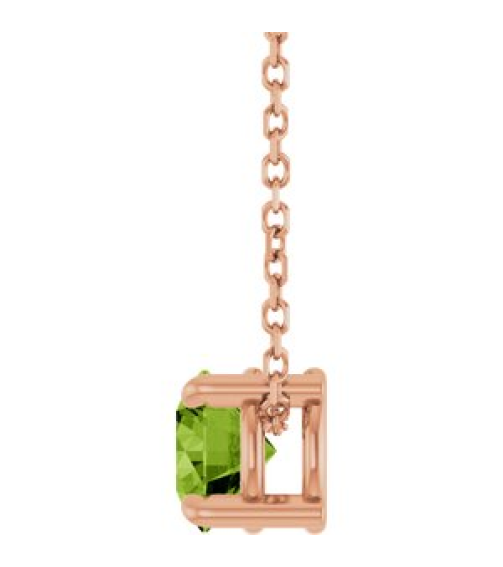 88436 Necklace Set 14K Rose Round Natural Peridot 5.5 Mm 16-18 In Polished Natural Peridot Solitaire Slide Necklace