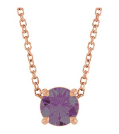 88436 Necklace Set 14K Rose Round Lab-Grown Alexandrite 5.5 Mm 16-18 In Polished Lab-Grown Alexandrite Solitaire Slide Necklace