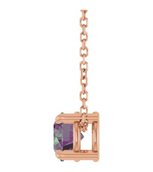 88436 Necklace Set 14K Rose Round Lab-Grown Alexandrite 5.5 Mm 16-18 In Polished Lab-Grown Alexandrite Solitaire Slide Necklace