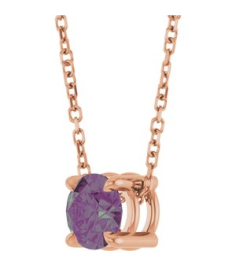 88436 Necklace Set 14K Rose Round Lab-Grown Alexandrite 5.5 Mm 16-18 In Polished Lab-Grown Alexandrite Solitaire Slide Necklace
