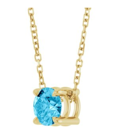 88436 Necklace Set 14K Yellow Round Natural Aquamarine 5.5 Mm 16-18 In Polished Natural Aquamarine Solitaire Slide Necklace