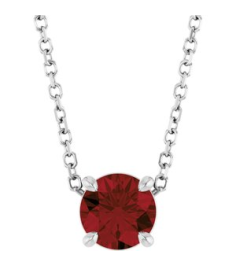 88436 Necklace Set Sterling Silver Round Natural Mozambique Garnet 5.5 Mm 16-18 In Polished Natural Mozambique Garnet Solitaire Slide Necklace