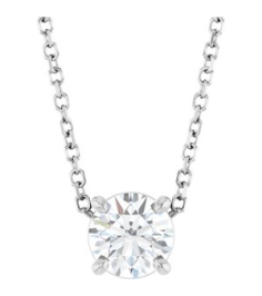 88436 Necklace Set Sterling Silver Round Natural White Sapphire 5.5 Mm 16-18 In Polished Natural White Sapphire Solitaire Slide Necklace