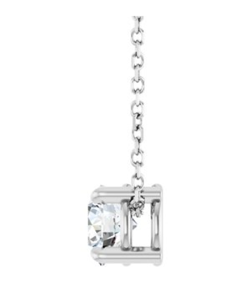 88436 Necklace Set Sterling Silver Round Natural White Sapphire 5.5 Mm 16-18 In Polished Natural White Sapphire Solitaire Slide Necklace