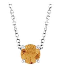 88436 Necklace Set Sterling Silver Round Natural Citrine 5.5 Mm 16-18 In Polished Natural Citrine Solitaire Slide Necklace