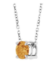 88436 Necklace Set Sterling Silver Round Natural Citrine 5.5 Mm 16-18 In Polished Natural Citrine Solitaire Slide Necklace